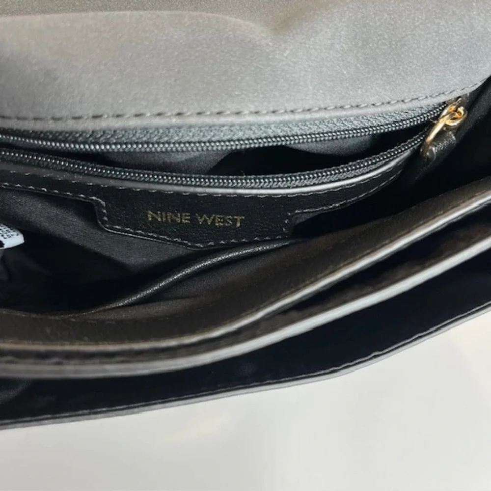 New Nine West Black Convertible Chain Crossbody Flap